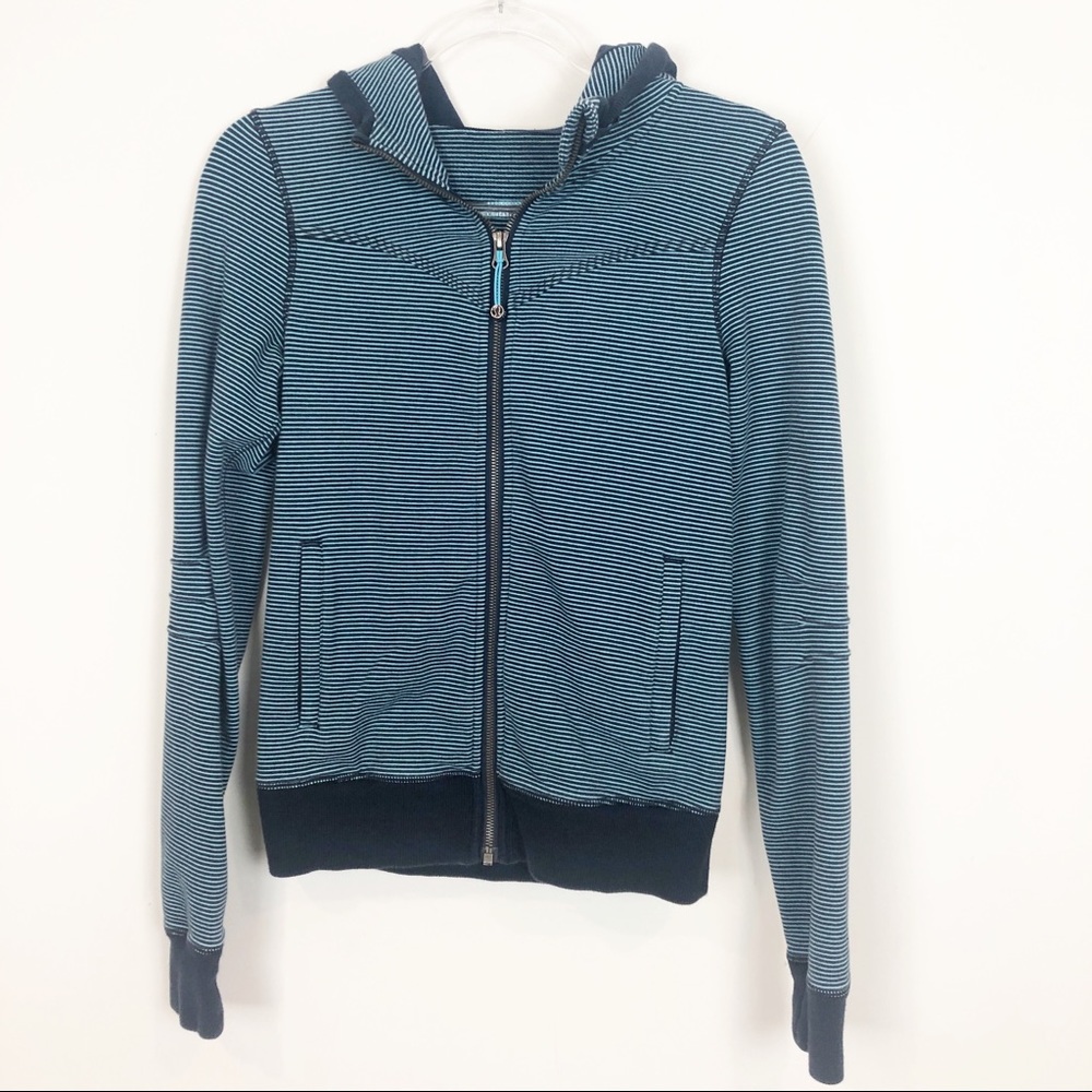 LULULEMON BLUE STRIPE ZIP FRONT HOODIE SWEATSHIRT